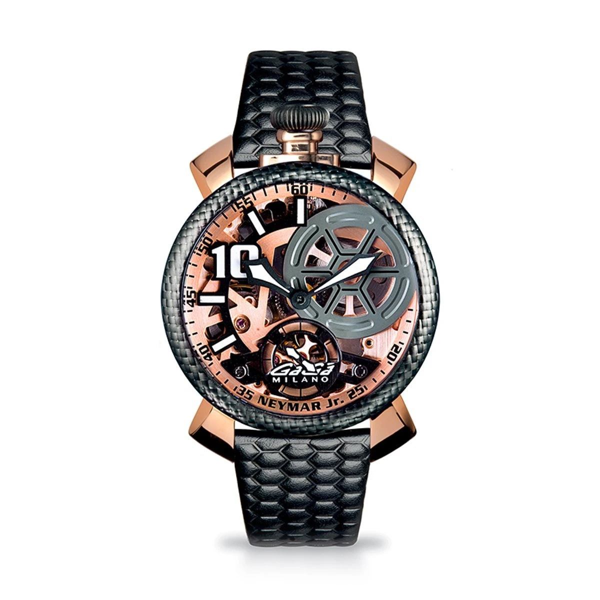 Gaga Milano Watch Neymar Jr. Skeleton Rose Gold Carbon Limited Edition 3 Gaga Milano Watch Neymar Jr. Skeleton Rose Gold Carbon Limited Edition