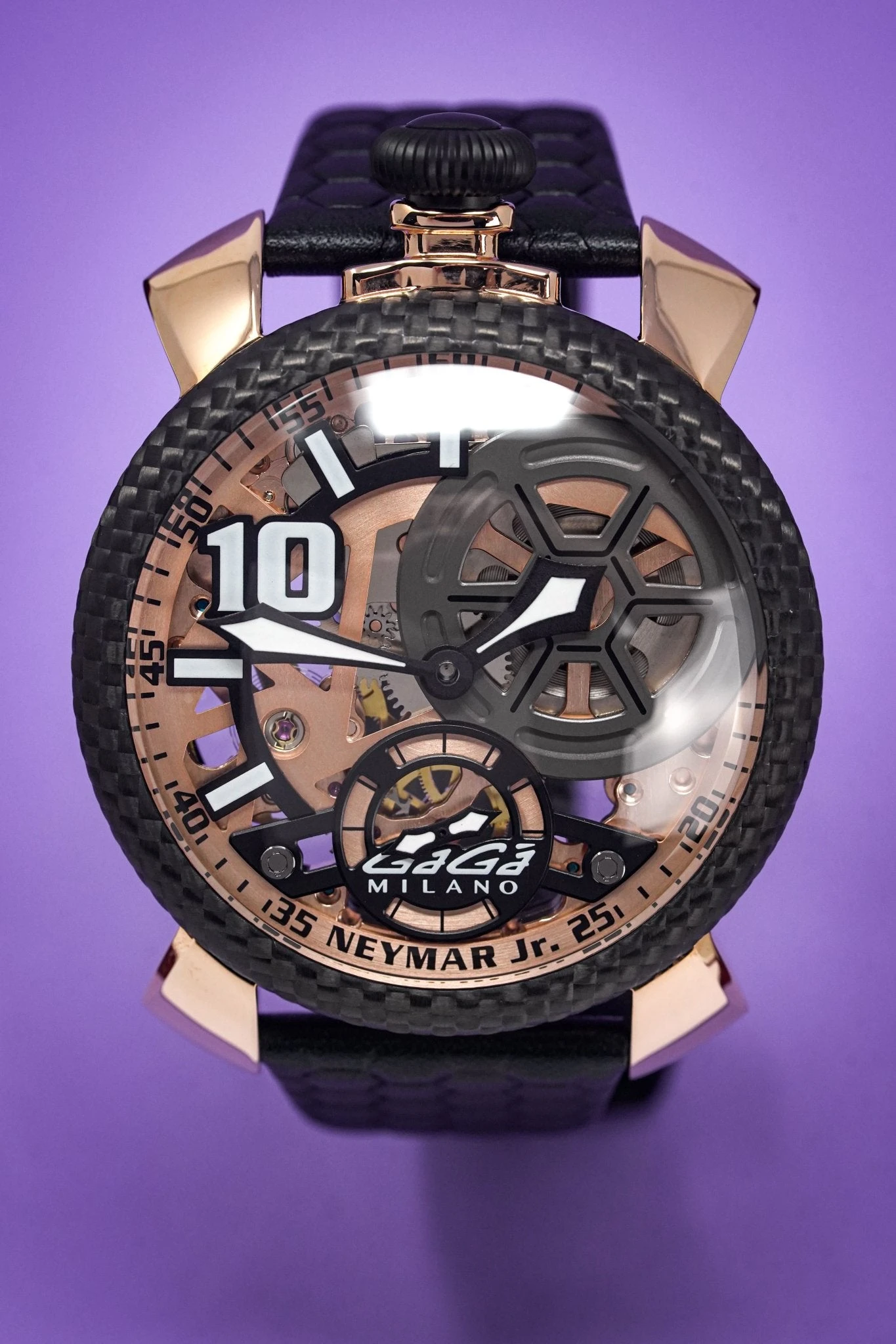 Gaga Milano Watch Neymar Jr. Skeleton Rose Gold Carbon Limited Edition 11 Gaga Milano Watch Neymar Jr. Skeleton Rose Gold Carbon Limited Edition - Image 9