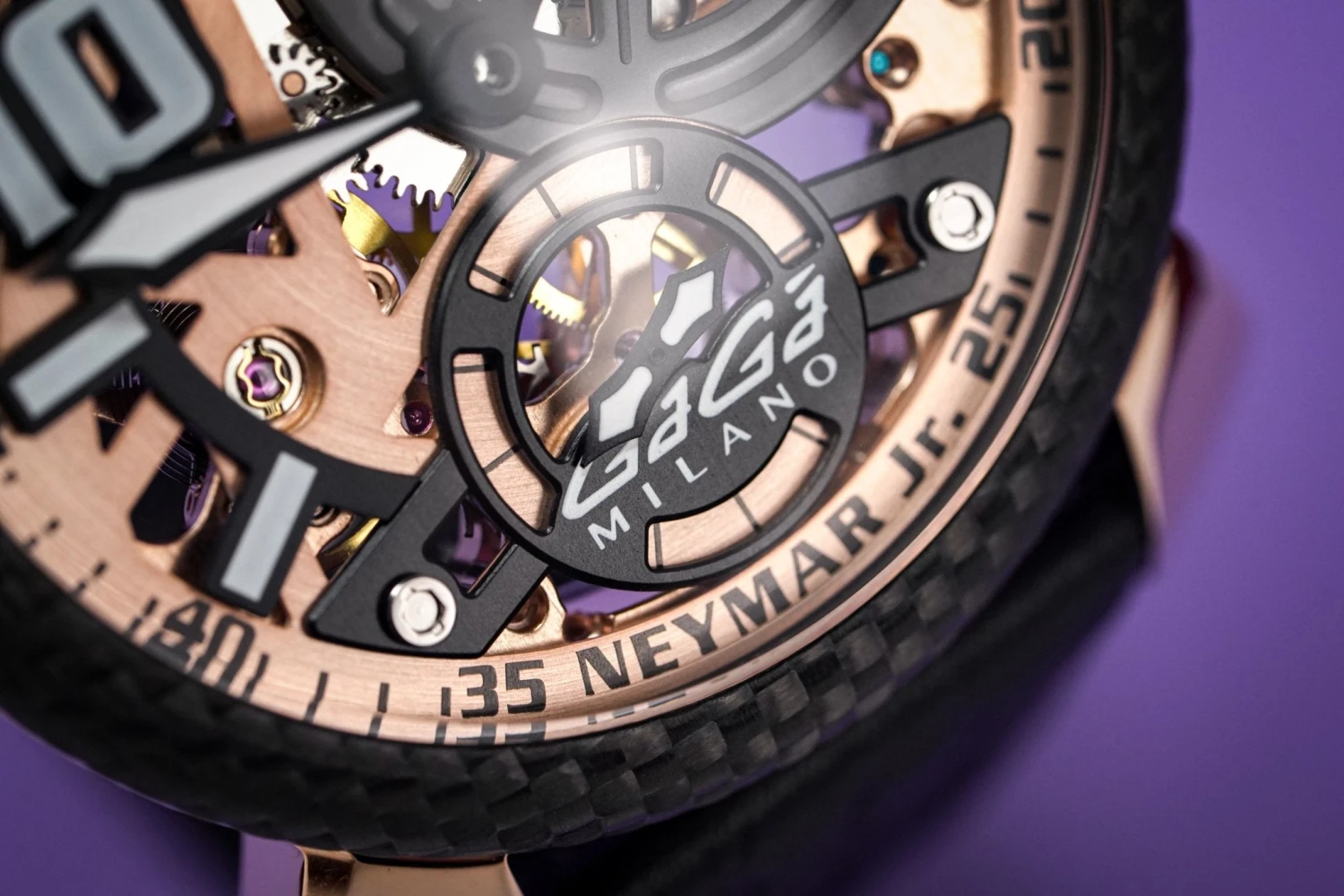 Gaga Milano Watch Neymar Jr. Skeleton Rose Gold Carbon Limited Edition 10 Gaga Milano Watch Neymar Jr. Skeleton Rose Gold Carbon Limited Edition - Image 8