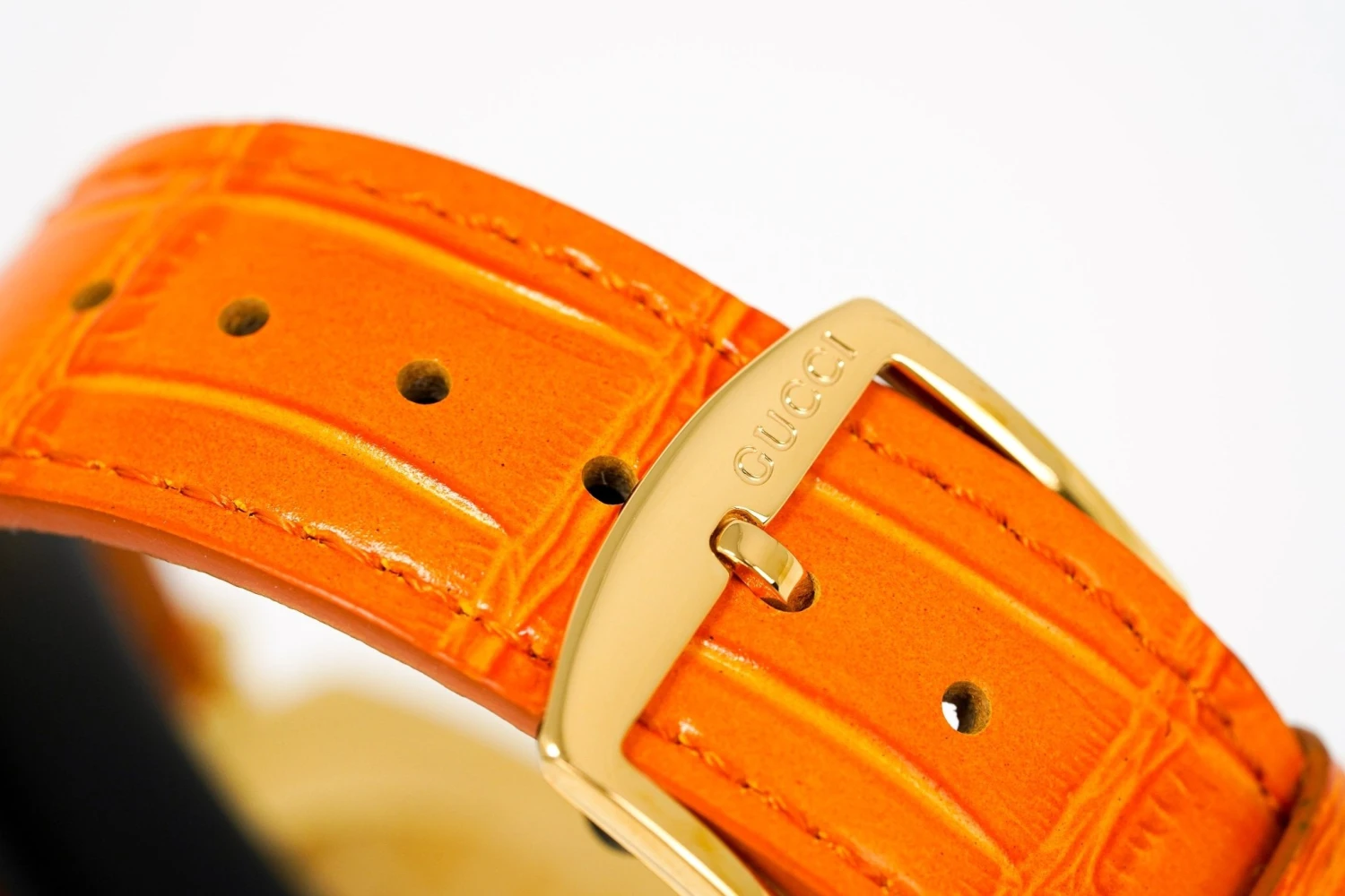 Gucci Watch Grip 38mm Gold PVD Orange Alligator YGA15040 12 Gucci Watch Grip 38mm Gold PVD Orange Alligator YGA15040 - Image 10