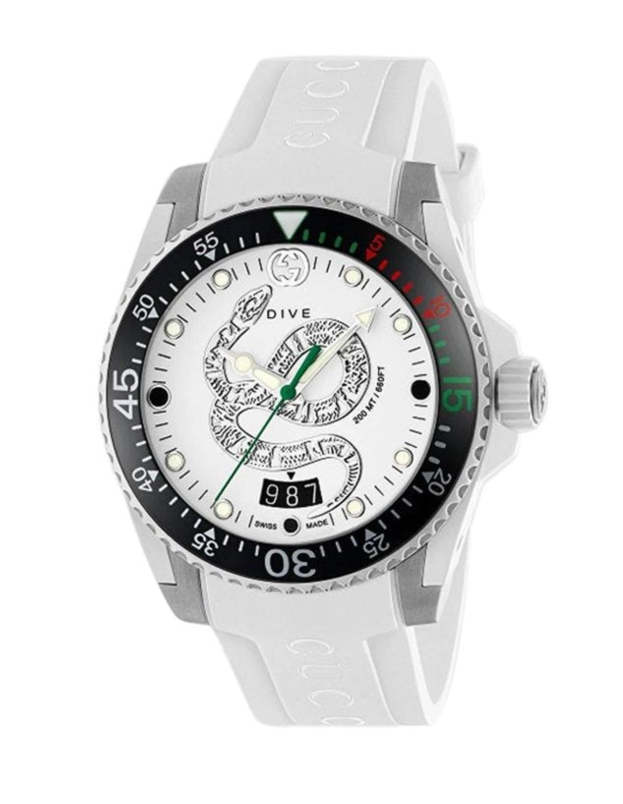Gucci Watch Dive 40mm Snake White YA136330 3 Gucci Watch Dive 40mm Snake White YA136330