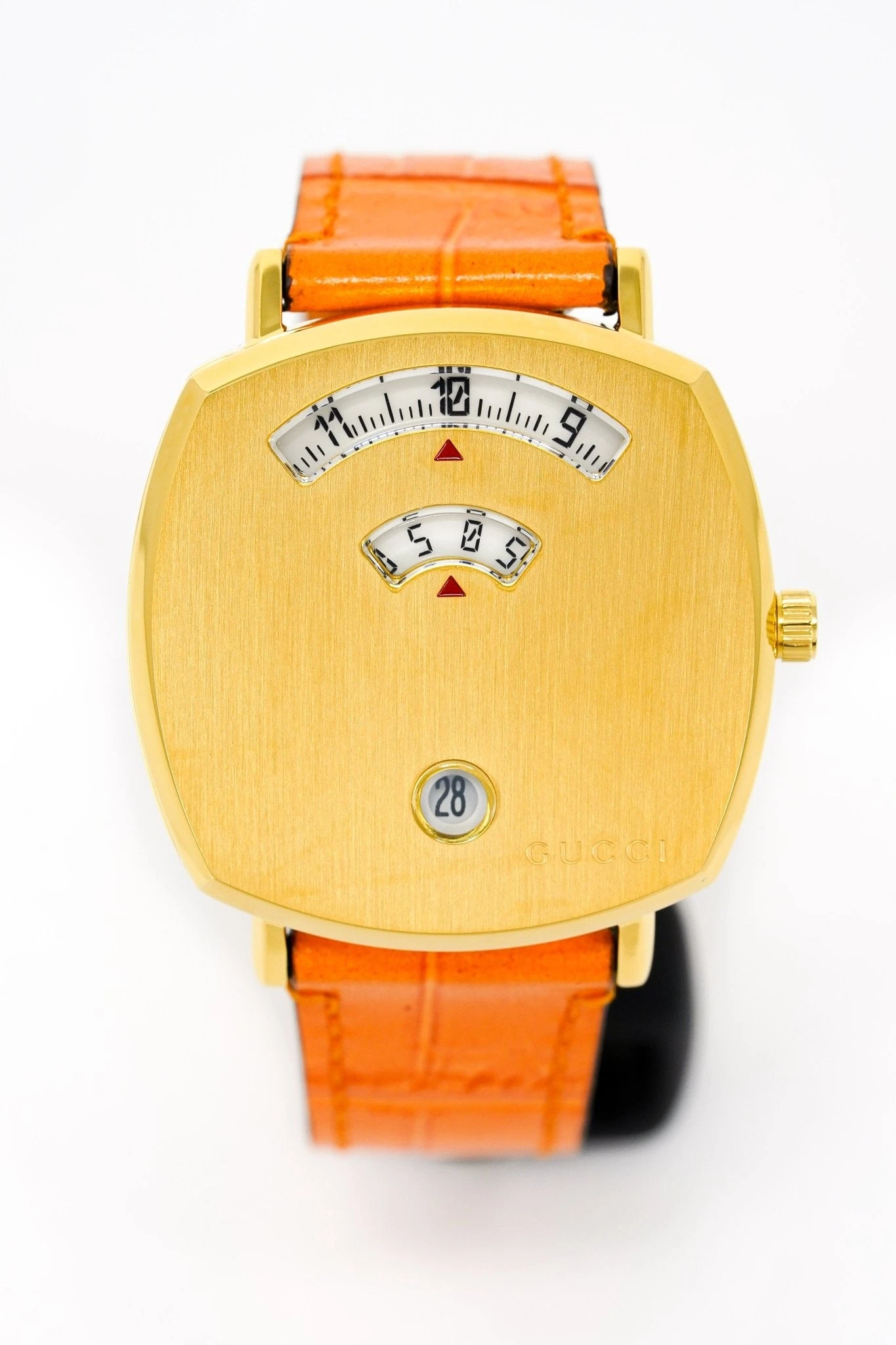Gucci Watch Grip 35mm Gold PVD Orange Alligator YGA15026 3 Gucci Watch Grip 35mm Gold PVD Orange Alligator YGA15026