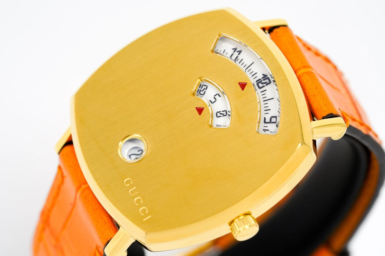 Gucci Watch Grip 35mm Gold PVD Orange Alligator YGA15026 4 Gucci Watch Grip 35mm Gold PVD Orange Alligator YGA15026 - Image 2