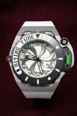 Mazzucato Automatic Reversible Watch Scuba White Green -Clock More Than Watches mazzucato rim scuba white green 334938