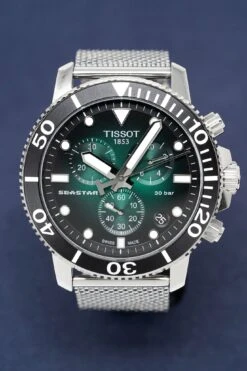 Tissot Chronograph Watch SEASTAR 1000 Green Mesh T1204171109100 -Clock More Than Watches tissot chronograph watch seastar 1000 green mesh t1204171109100 242946