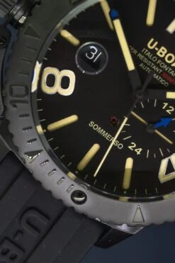 U-Boat Watch Sommerso 46 Diver Date Black DLC 9015 -Clock More Than Watches u boat sommerso 46 diver date black dlc 284428