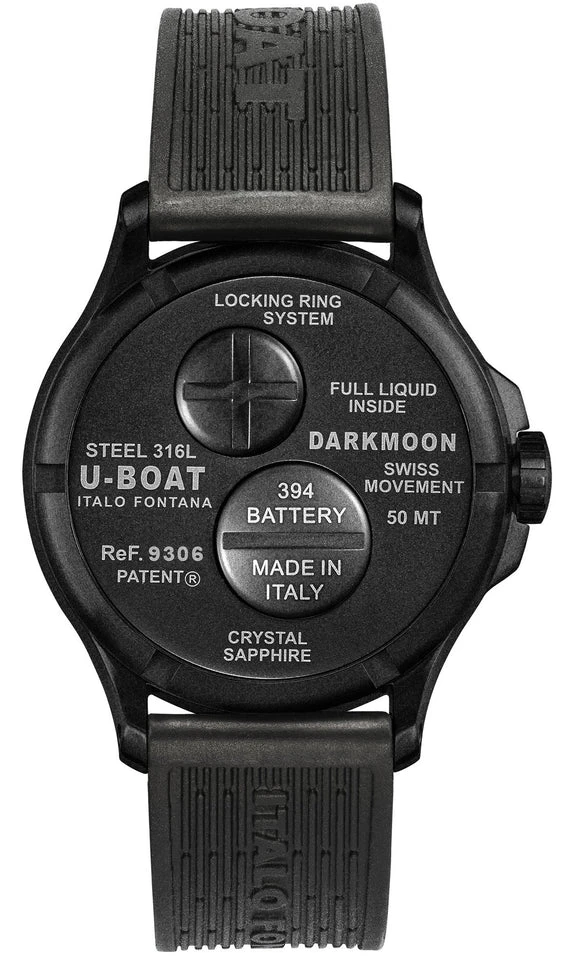 U-Boat Men's Watch Darkmoon 40 Red Glass Black PVD 9306 4 U-Boat Men's Watch Darkmoon 40 Red Glass Black PVD 9306 - Image 2