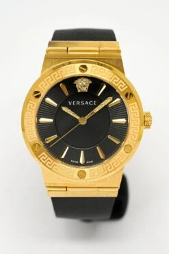 Versace Ladies Watch Greca Logo Gold Black Leather VEVH00320 -Clock More Than Watches versace ladies watch greca logo gold black leather vevh00320 868375