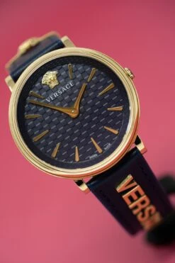 Versace Ladies Watch V-Circle 38mm Blue VE8101219 -Clock More Than Watches versace v circle blue 179422